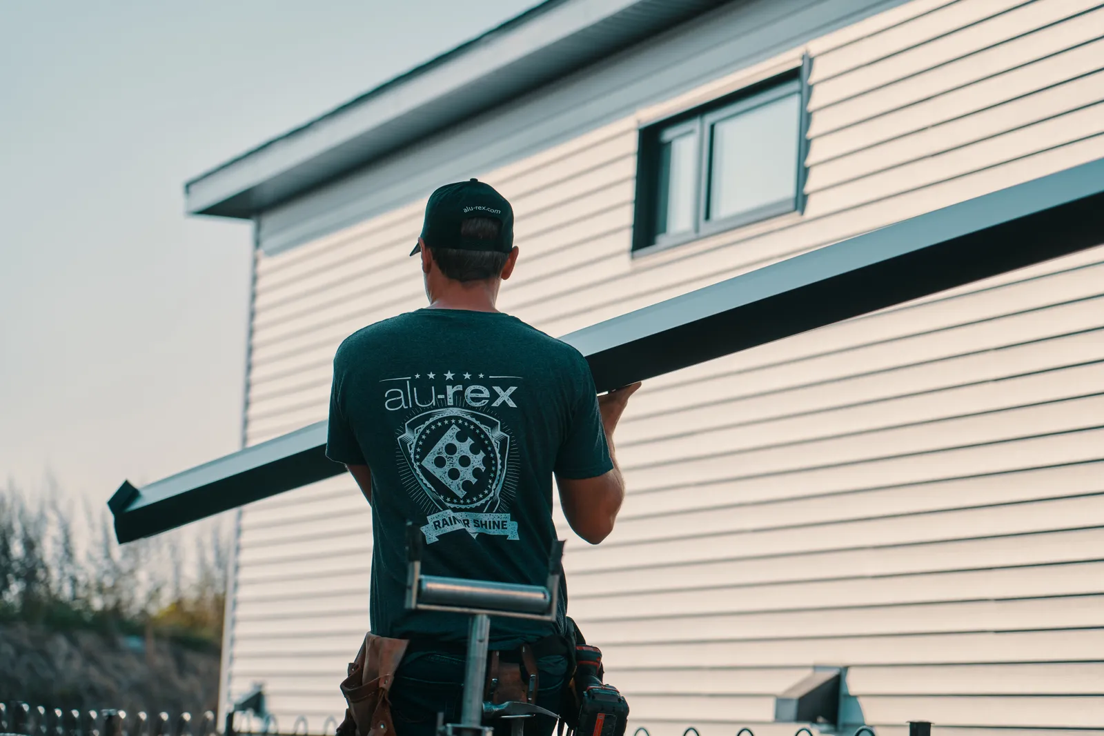 On-site gutter forming and install prep — Liberty Exteriors & Roofs, Owen Sound ON